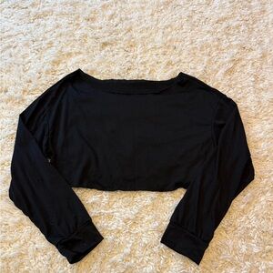 SHEIN Black Off the Shoulder Long Sleeve Crop Top